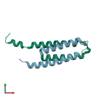 PDB entry 5b1o coloured by chain, front view.