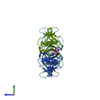 PDB entry 5b1x coloured by chain, side view.