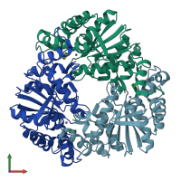 PDB entry 5b2f coloured by chain, front view.
