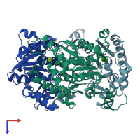 PDB entry 5b2f coloured by chain, top view.