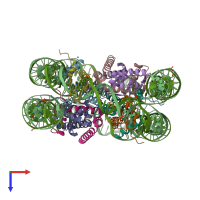 PDB entry 5b2j coloured by chain, top view.