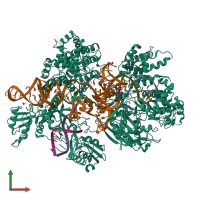 PDB entry 5b2o coloured by chain, front view.