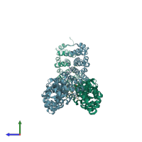 PDB entry 5b56 coloured by chain, side view.