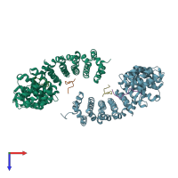 PDB entry 5b56 coloured by chain, top view.