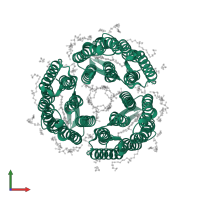 Bacteriorhodopsin in PDB entry 5b6w, assembly 1, front view.