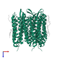 Bacteriorhodopsin in PDB entry 5b6w, assembly 1, top view.