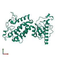 PDB entry 5b73 coloured by chain, front view.