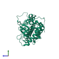 PDB entry 5b73 coloured by chain, side view.