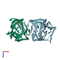 PDB entry 5bjo coloured by chain, top view.
