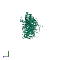 PDB entry 5bpw coloured by chain, side view.