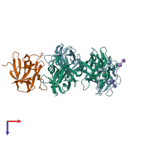 PDB entry 5bqu coloured by chain, top view.