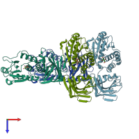 PDB entry 5bug coloured by chain, top view.