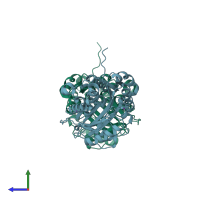 PDB entry 5byc coloured by chain, side view.