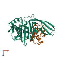 PDB entry 5bz0 coloured by chain, top view.