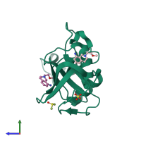 PDB entry 5bzn coloured by chain, side view.