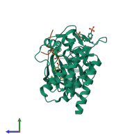 PDB entry 5c26 coloured by chain, side view.