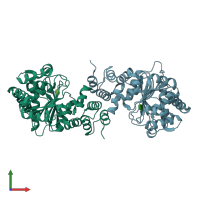 PDB entry 5c7s coloured by chain, front view.