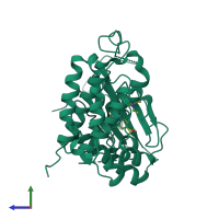 PDB entry 5c8m coloured by chain, side view.