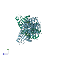 PDB entry 5c9c coloured by chain, side view.