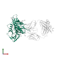 Human immunodeficiency virus 1 envelope glycoprotein Gp120 domain-containing protein in PDB entry 5cd5, assembly 1, front view.