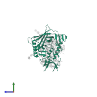 Human immunodeficiency virus 1 envelope glycoprotein Gp120 domain-containing protein in PDB entry 5cd5, assembly 1, side view.