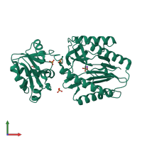 PDB entry 5cdv coloured by chain, front view.