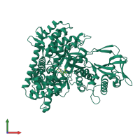 Monomeric assembly 1 of PDB entry 5cew coloured by chemically distinct molecules, front view.