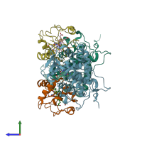 PDB entry 5cie coloured by chain, side view.