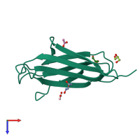 PDB entry 5cka coloured by chain, top view.