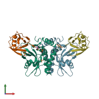 PDB entry 5cra coloured by chain, front view.