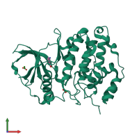 PDB entry 5csv coloured by chain, front view.