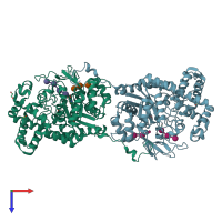 PDB entry 5csy coloured by chain, top view.