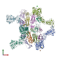 PDB entry 5cus coloured by chain, front view.