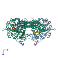 PDB entry 5cvs coloured by chain, top view.