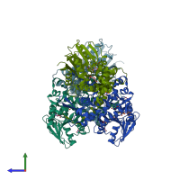 PDB entry 5cvu coloured by chain, side view.