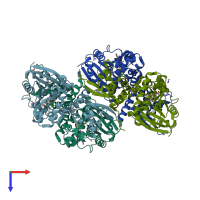 PDB entry 5cvu coloured by chain, top view.