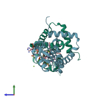 PDB entry 5cyv coloured by chain, side view.