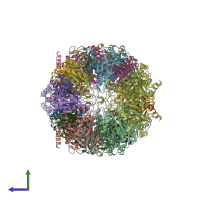 PDB entry 5cz9 coloured by chain, side view.