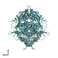 PDB entry 5czk coloured by chain, side view.