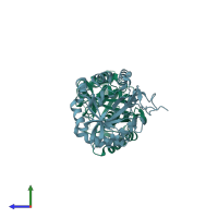 PDB entry 5d37 coloured by chain, side view.