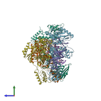 PDB entry 5d3g coloured by chain, side view.