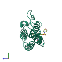 PDB entry 5d3s coloured by chain, side view.