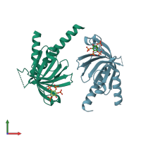 PDB entry 5d3x coloured by chain, front view.