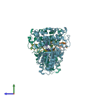 PDB entry 5d4b coloured by chain, side view.