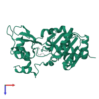 NAD-dependent protein deacetylase sirtuin-3, mitochondrial in PDB entry 5d7n, assembly 4, top view.