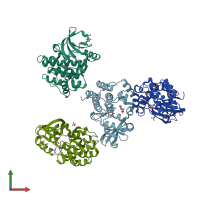 PDB entry 5d7v coloured by chain, front view.