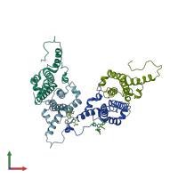 PDB entry 5d7y coloured by chain, front view.