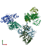 PDB entry 5d8d coloured by chain, front view.