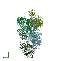 PDB entry 5d8d coloured by chain, side view.