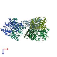 PDB entry 5d8d coloured by chain, top view.